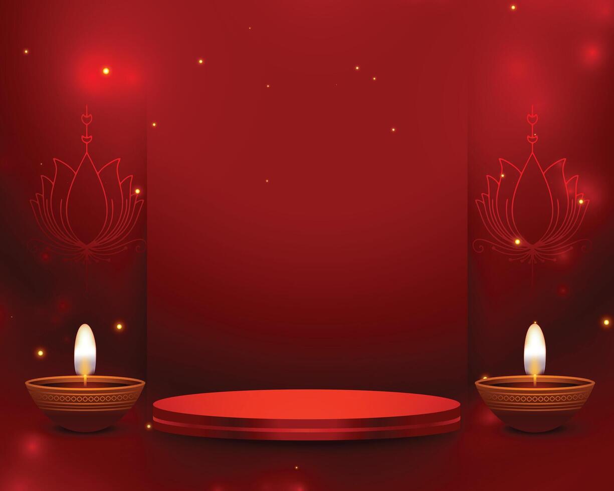 happy diwali shiny background with 3d podium for product display vector