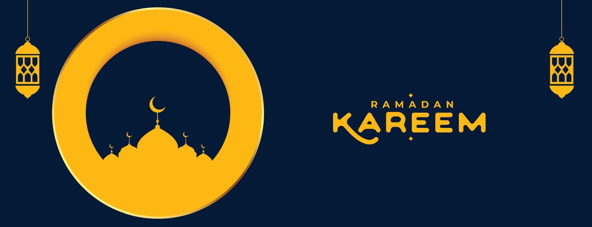 eid y Ramadán kareem plano islámico bandera diseño vector