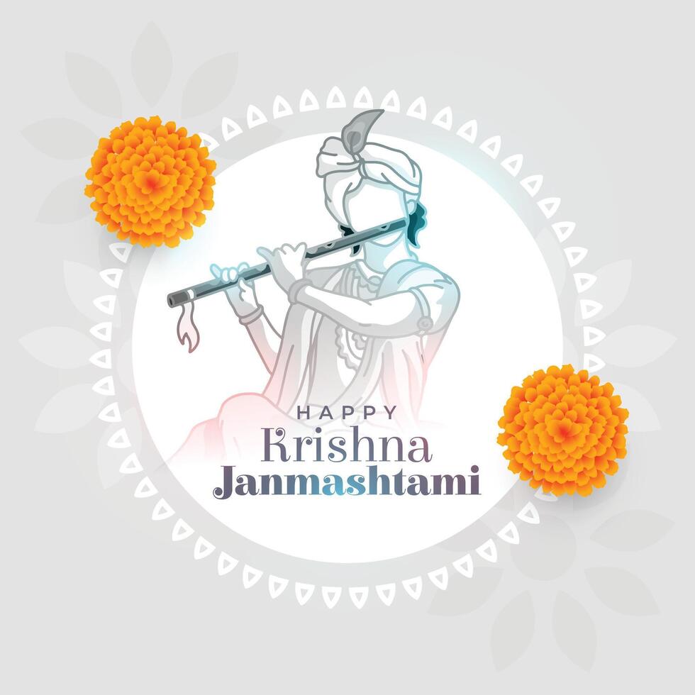 lovely shree krishna janmashtami festival wishes card vector