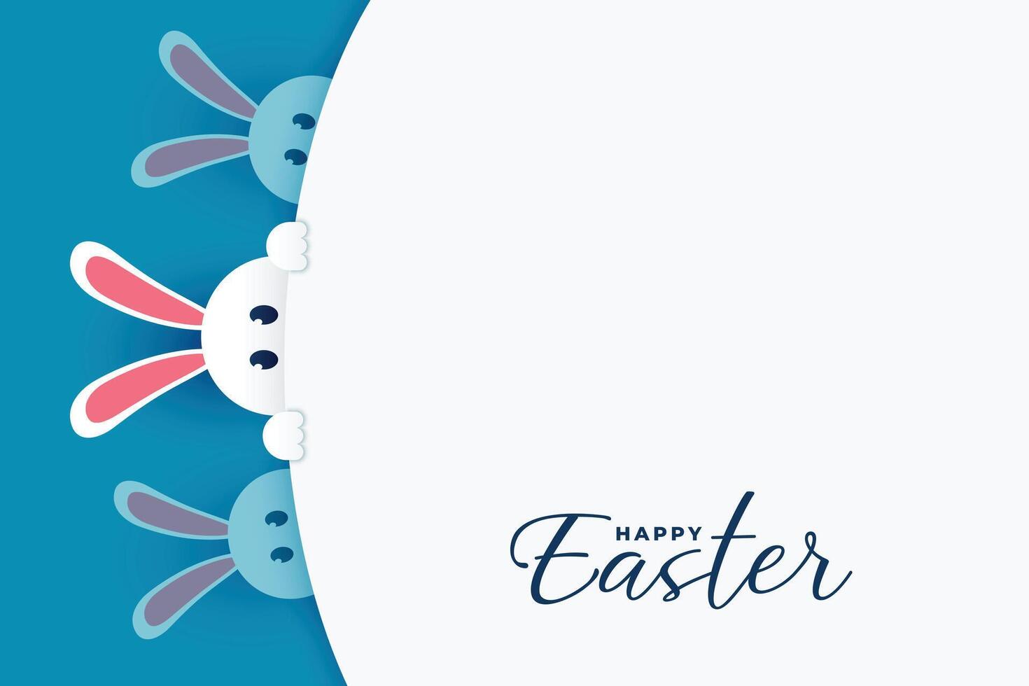 cute easter bunny peeping out background design vector