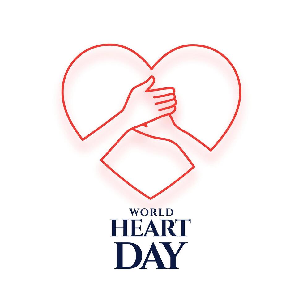 29th september international heart day poster with line art human hand vector