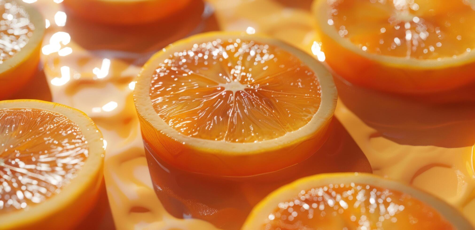 AI generated orange slices and orange slices wallpaper photo