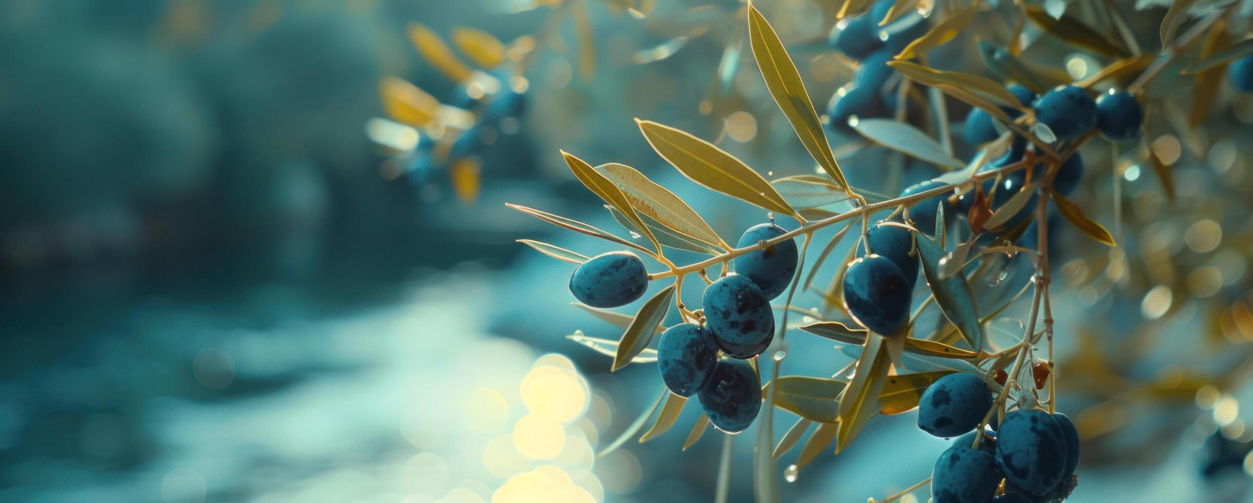 AI generated olive branch near the sea olive photo