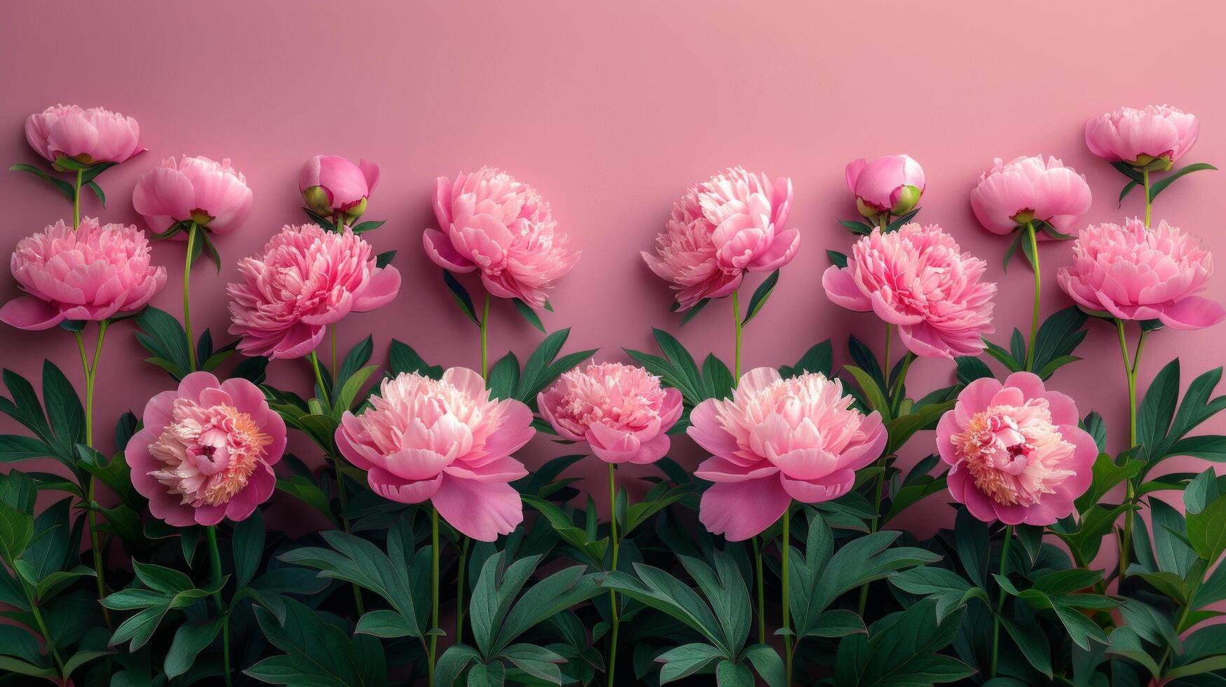 AI generated cute natural frame with peony flower and place for text photo