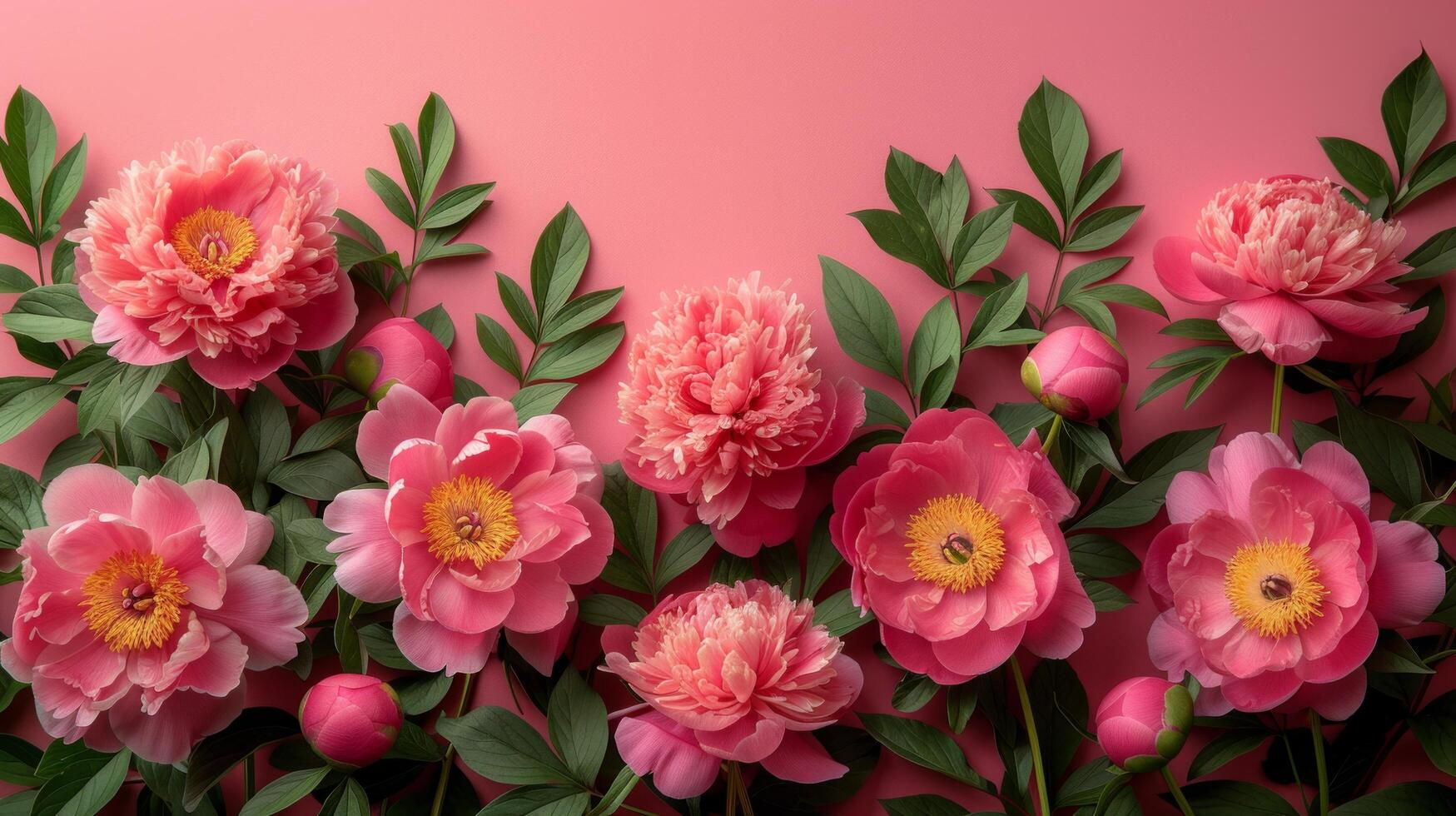 AI generated cute natural frame with peony flower and place for text photo