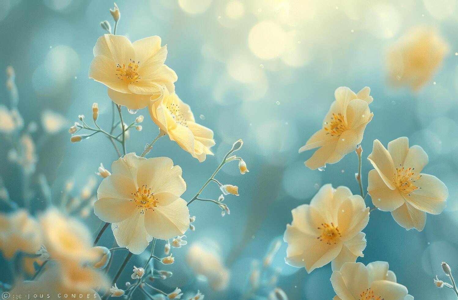 AI generated spring flowers in a sunny atmosphere photo