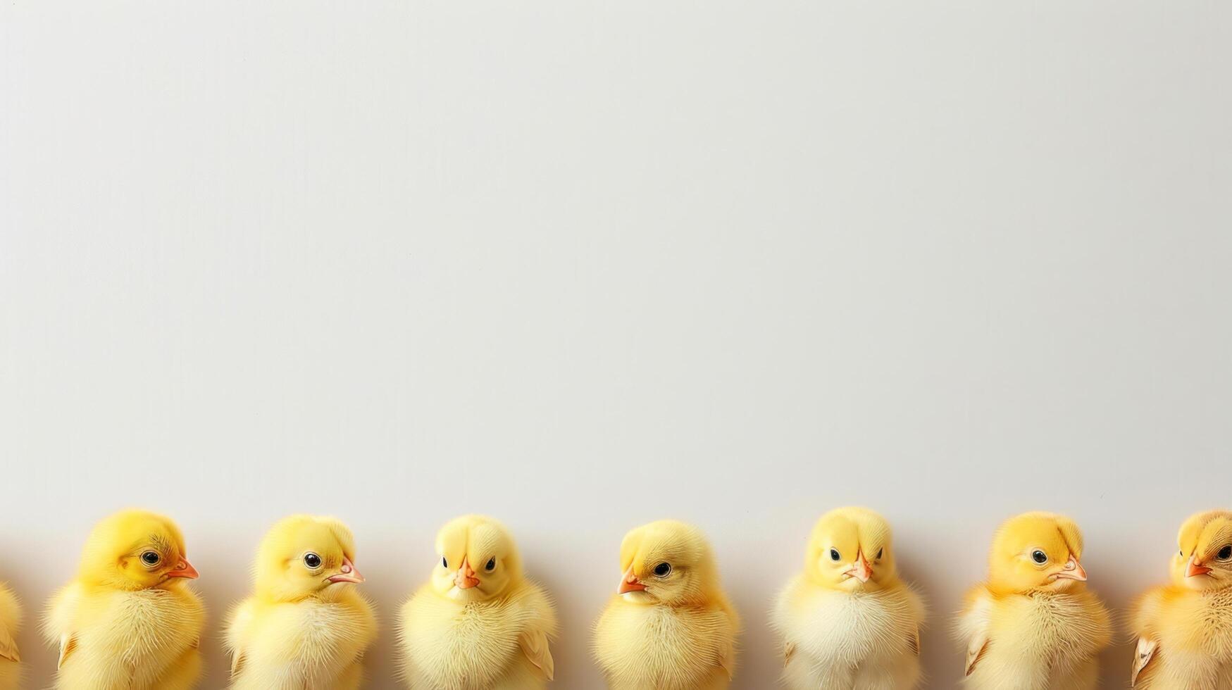 AI generated A minimalist background with a border of Easter chicks photo