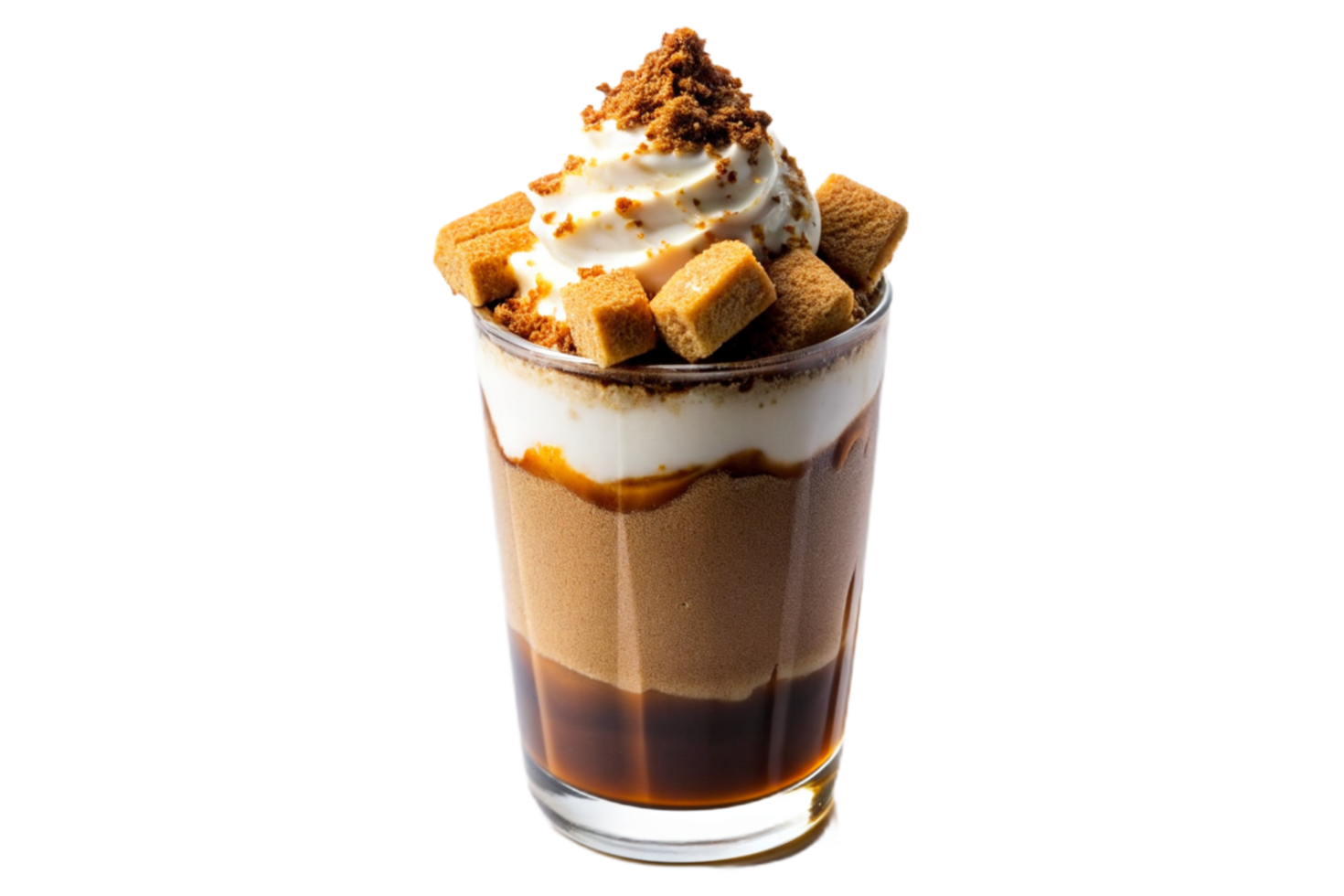 AI generated S'mores cocktail topped with whipped cream, crumbled graham crackers png