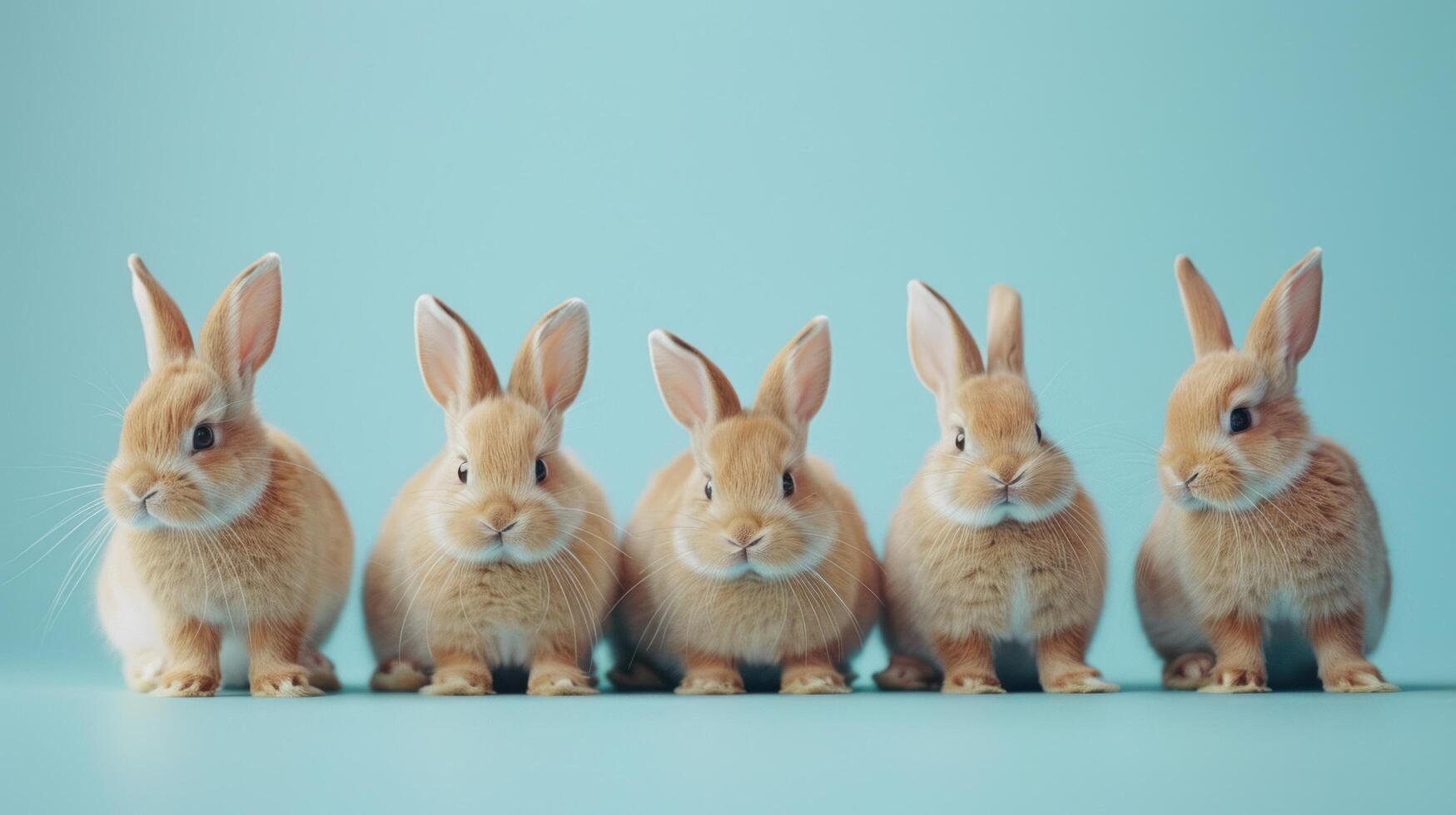 ai generado un simple, aún hermosa diseño con un fila de Pascua de Resurrección conejitos a el fondo foto