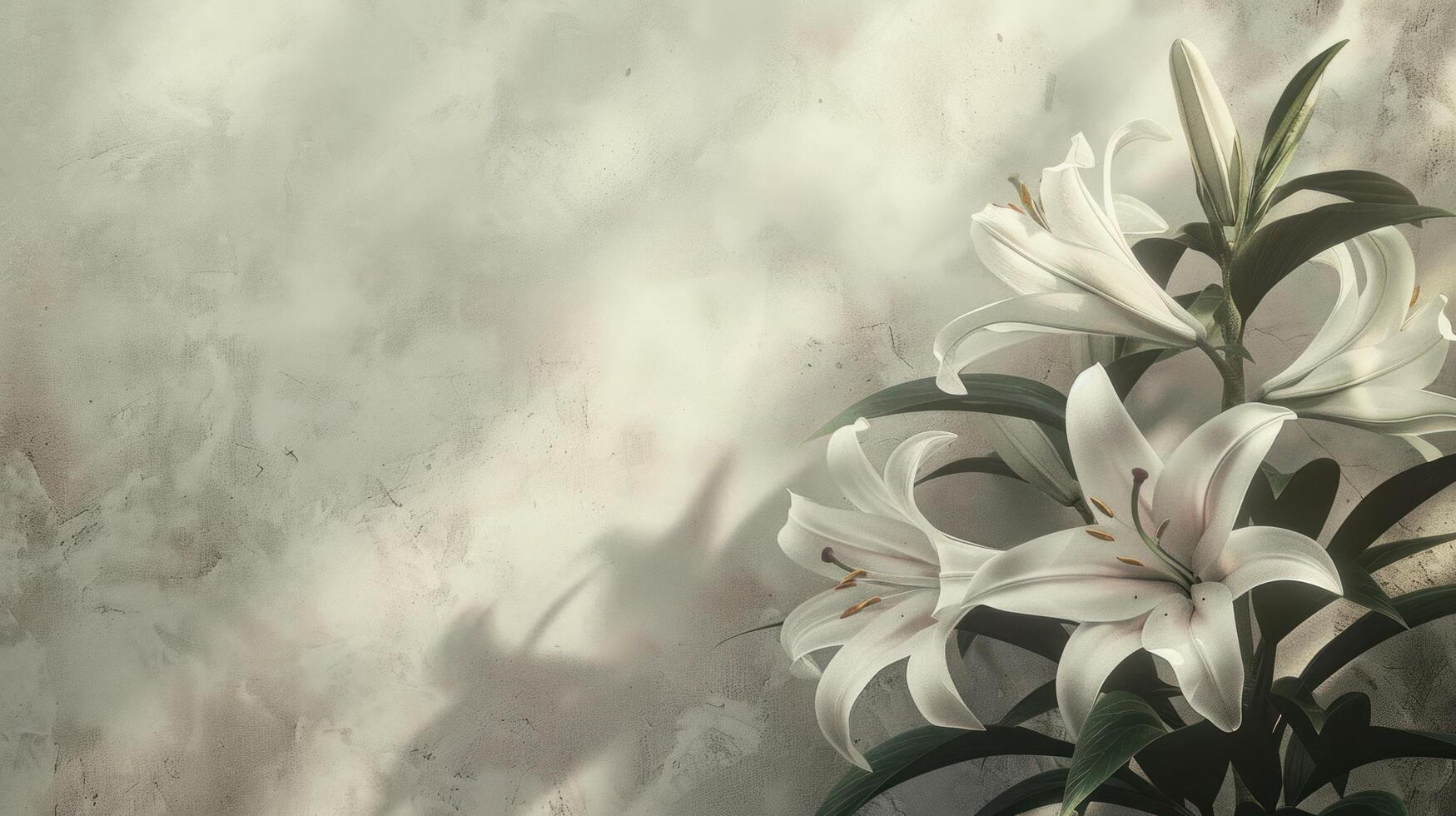 AI generated A serene design with a few Easter lilies at the top photo