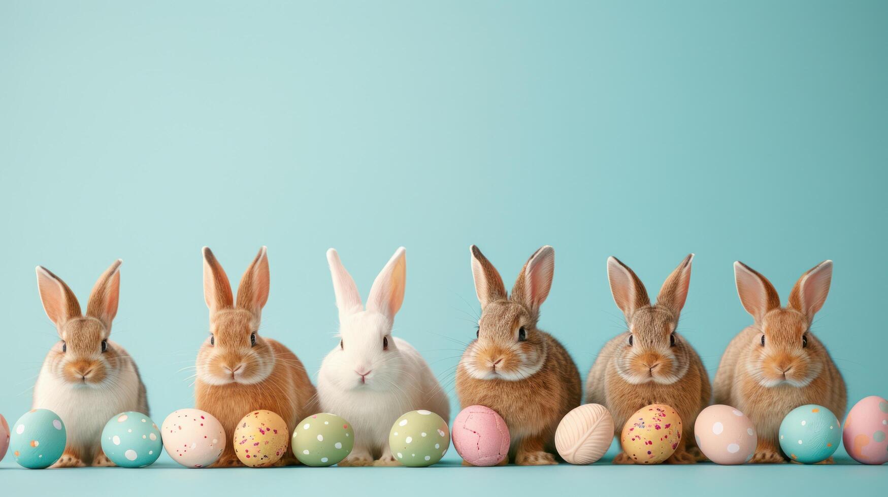AI generated A simple, yet beautiful design with a row of Easter bunnies at the bottom photo