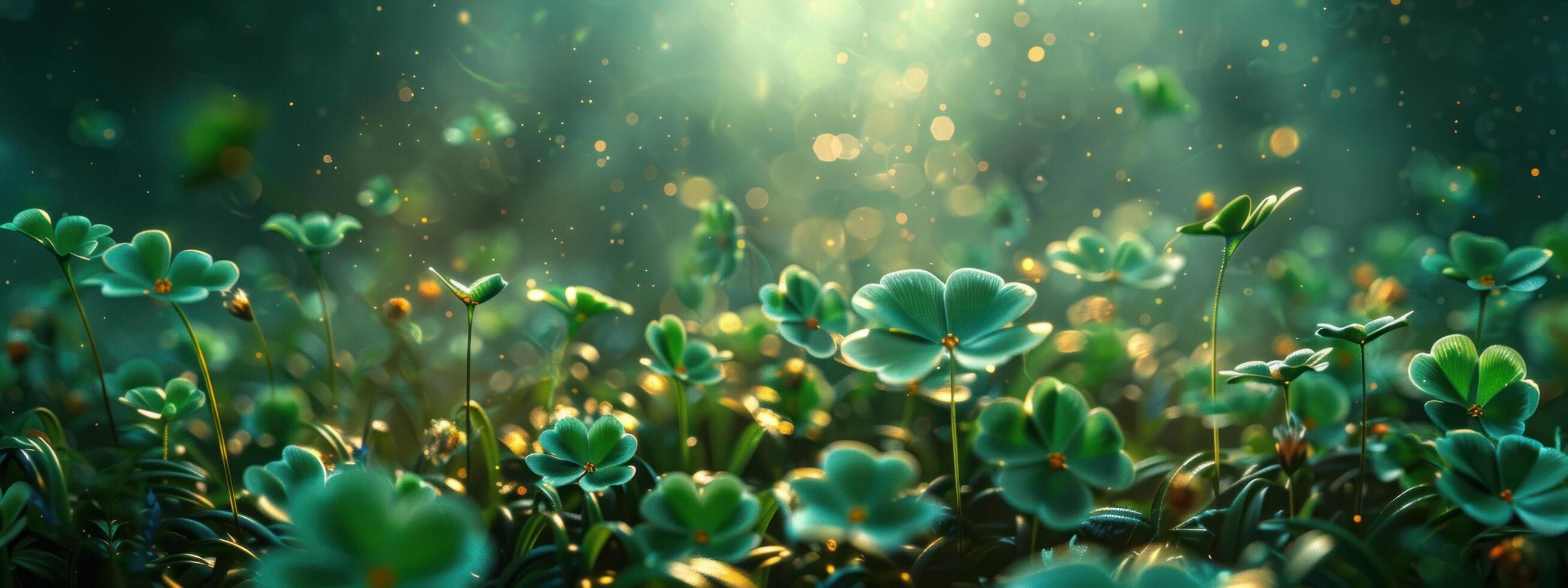 AI generated st patrick of ireland background with clovers photo