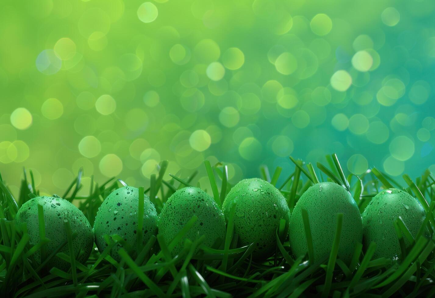 AI generated easter eggs in grass with colors green color photo