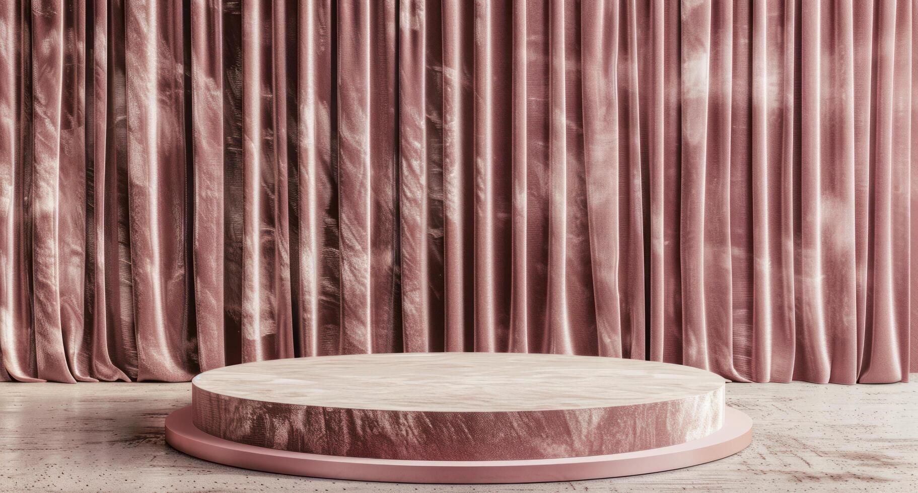 AI generated Pink Curtained Room With Round Table photo