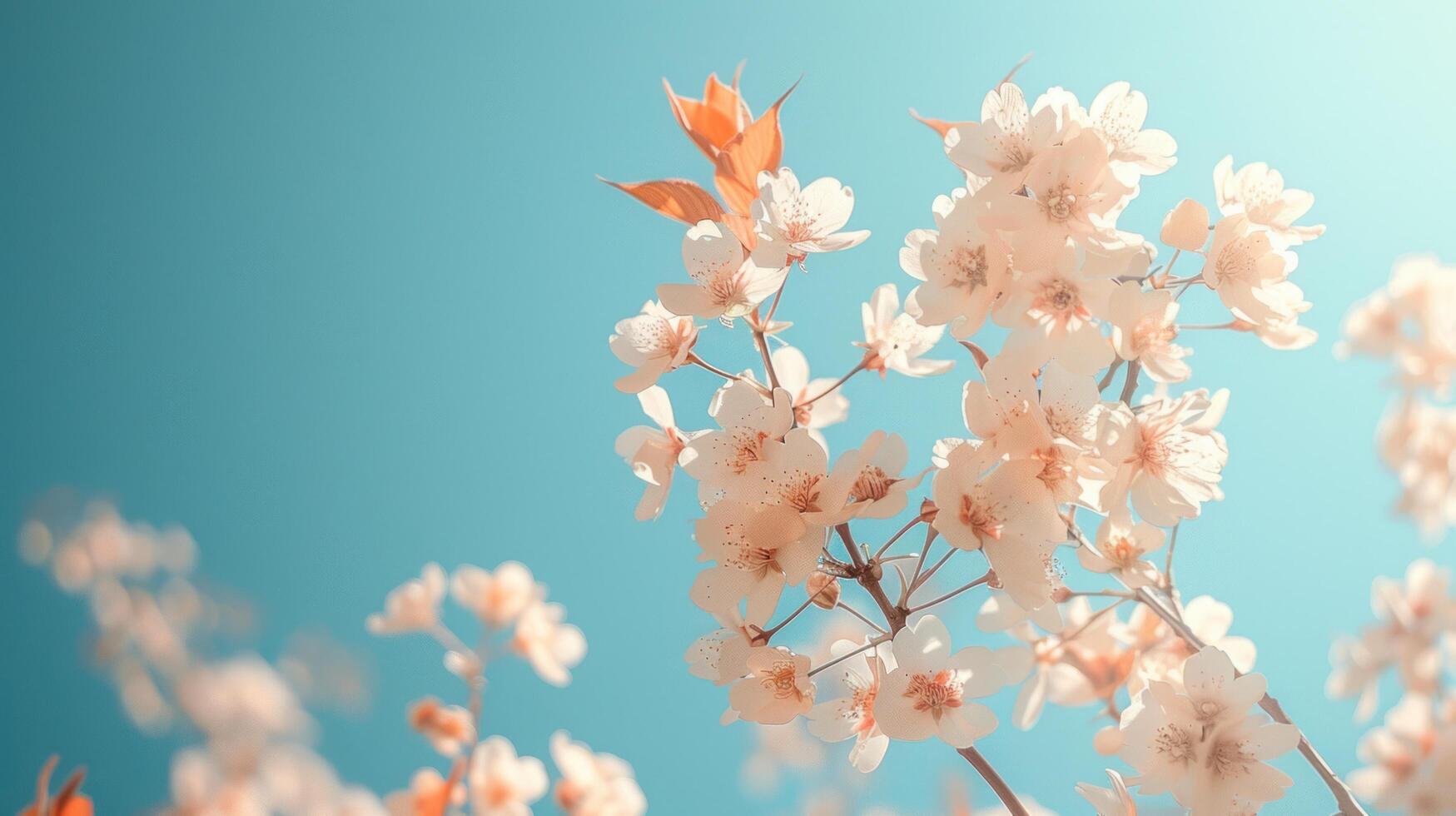 AI generated a photo of some white flowers by the blue blue sky