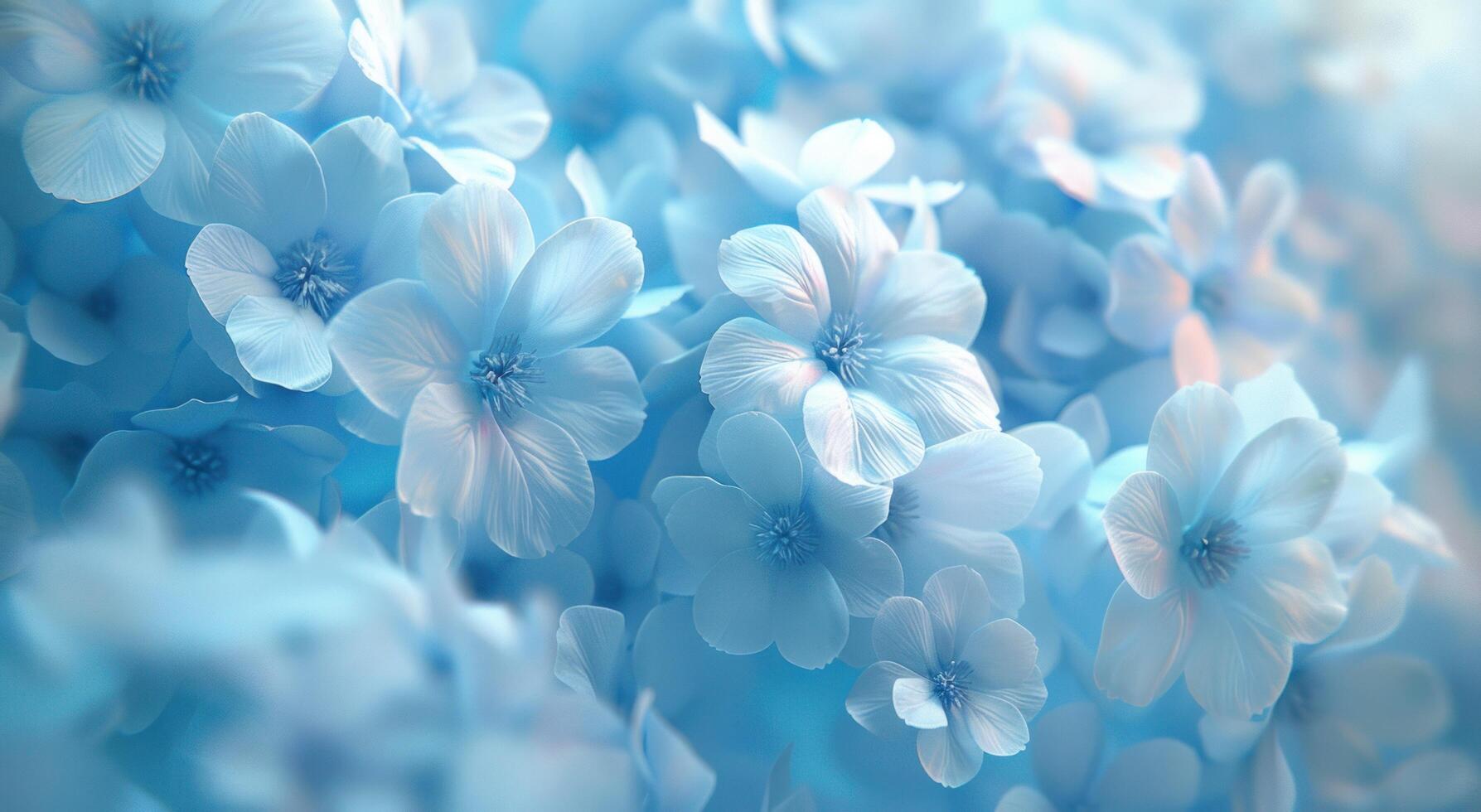 ai generado muchos blanco flores con agua gotas, brillante en el ligero foto