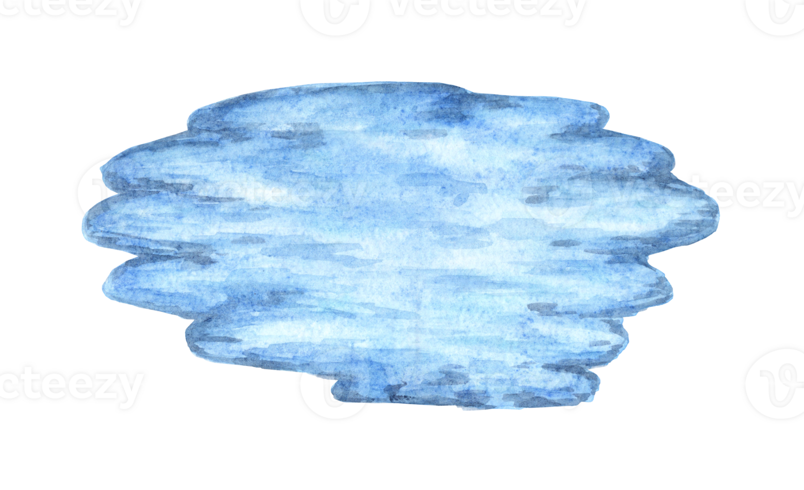 Watercolor illustration of an azure lake with light waves and ripples on the water. Surface of the water. Element of a natural scene the shore of a lake, pond. Isolated. For the design of a park, png
