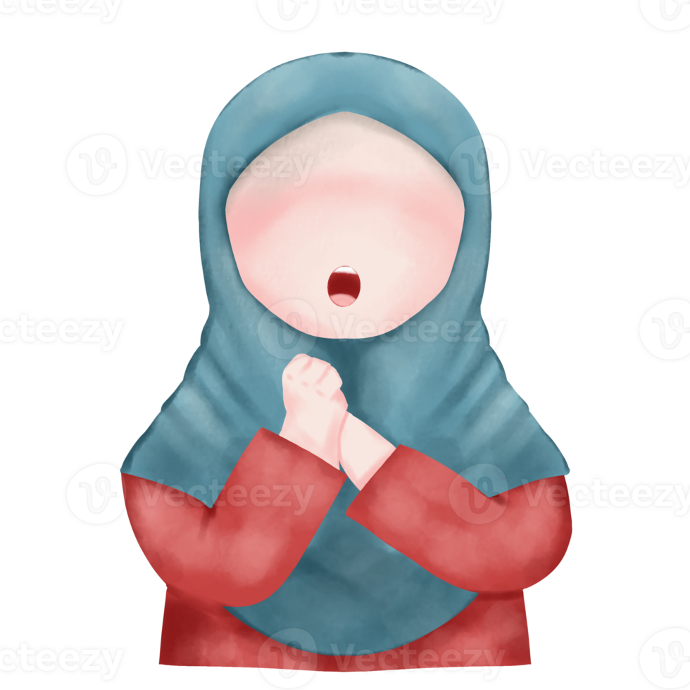 Illustration of muslimah faceless watercolor png