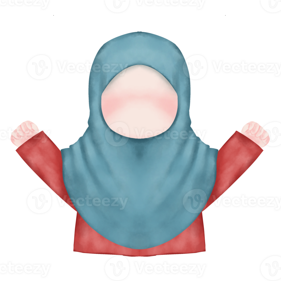 Illustration of muslimah faceless watercolor png