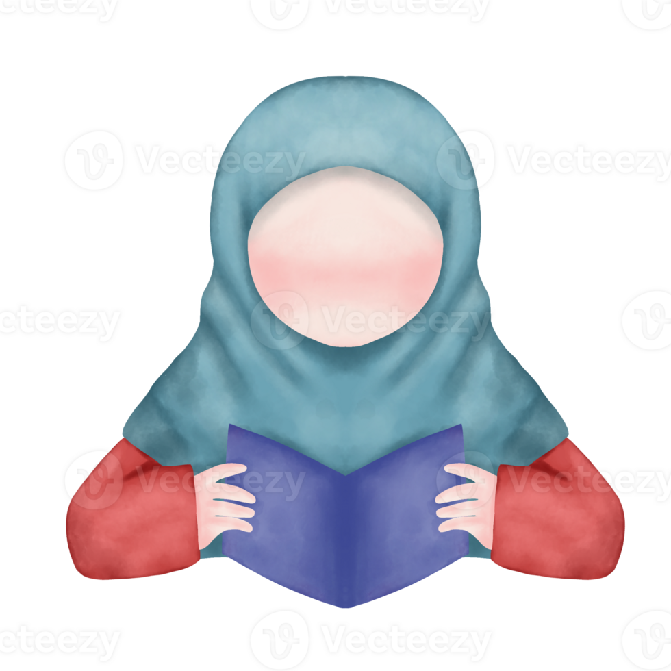 Illustration of muslimah faceless watercolor png