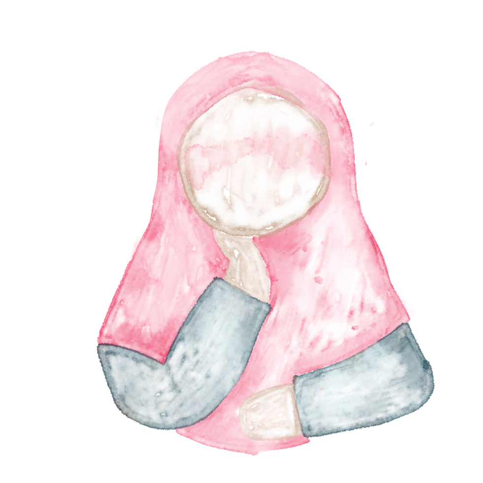 illustrazione di muslimah senza volto acquerello png