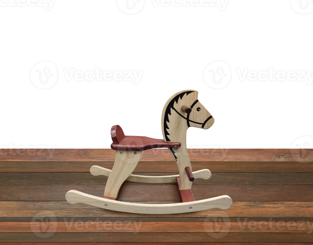 Rocking horse on wooden floor PNG transparent