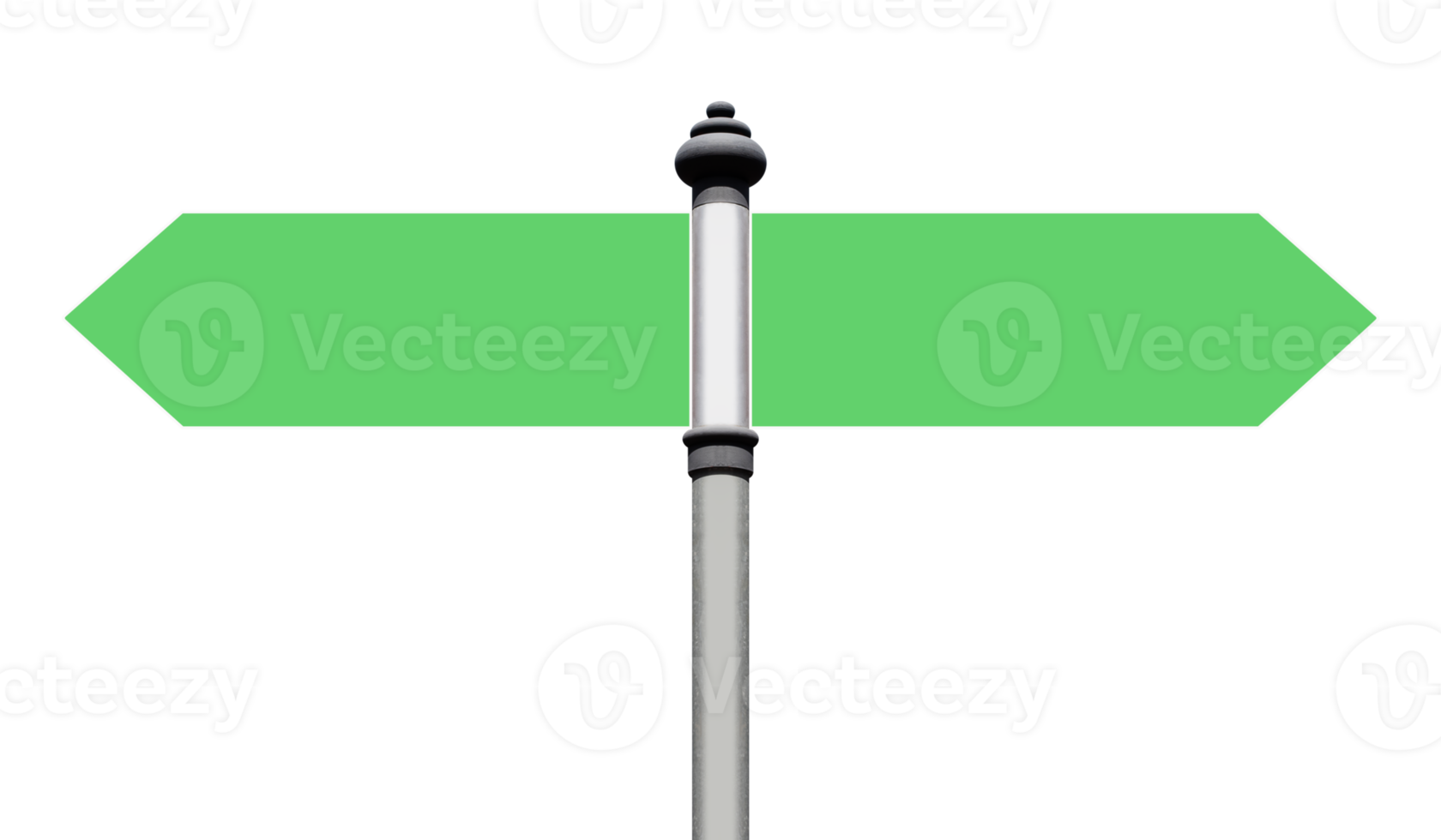 Mockup pole road sign with two green sign png