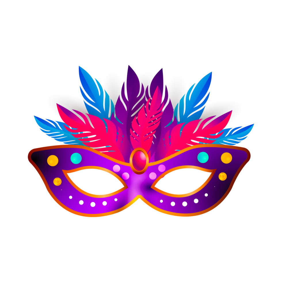 blauw carnaval masker met veren vrij PNG