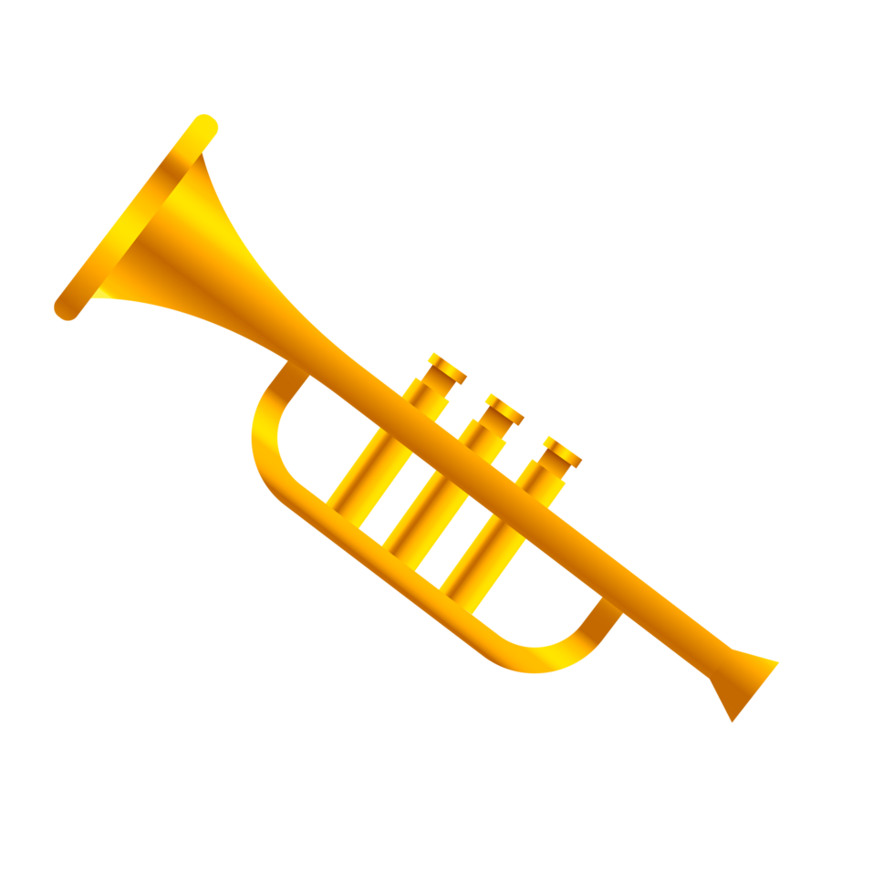 dessin animé réaliste musical instrument or métal klaxon gratuit png