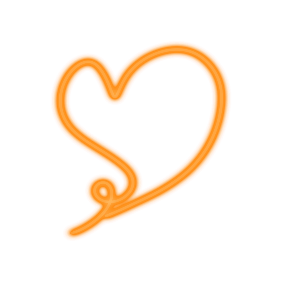 heart Orange neon line png