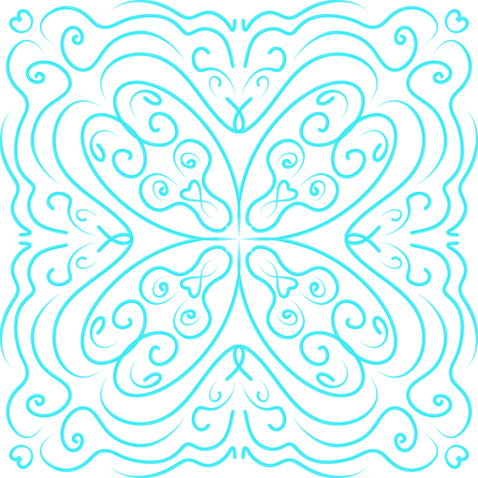 Cyan Doodle Floral Pattern png