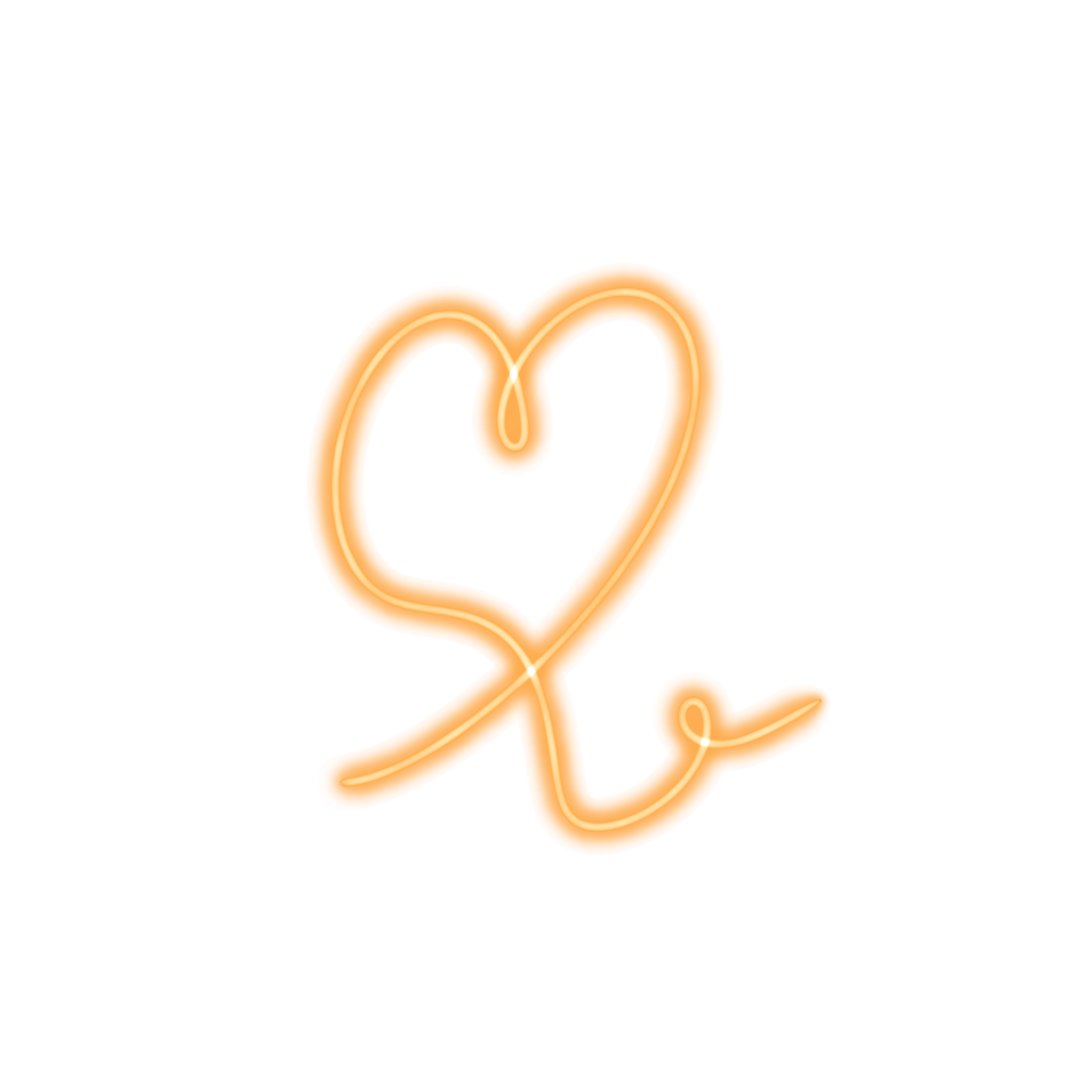 heart orange neon line png