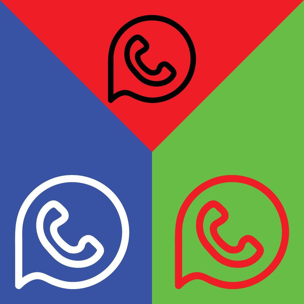 WhatsApp vector icon, Outline style, isolated on Red, Green and Blue Background