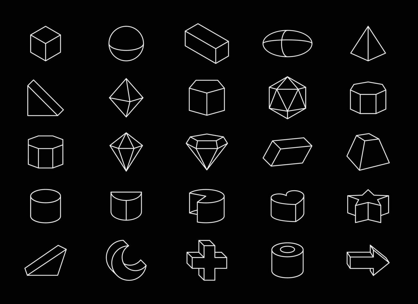 colección de 3d geométrico formas en línea estilo vector