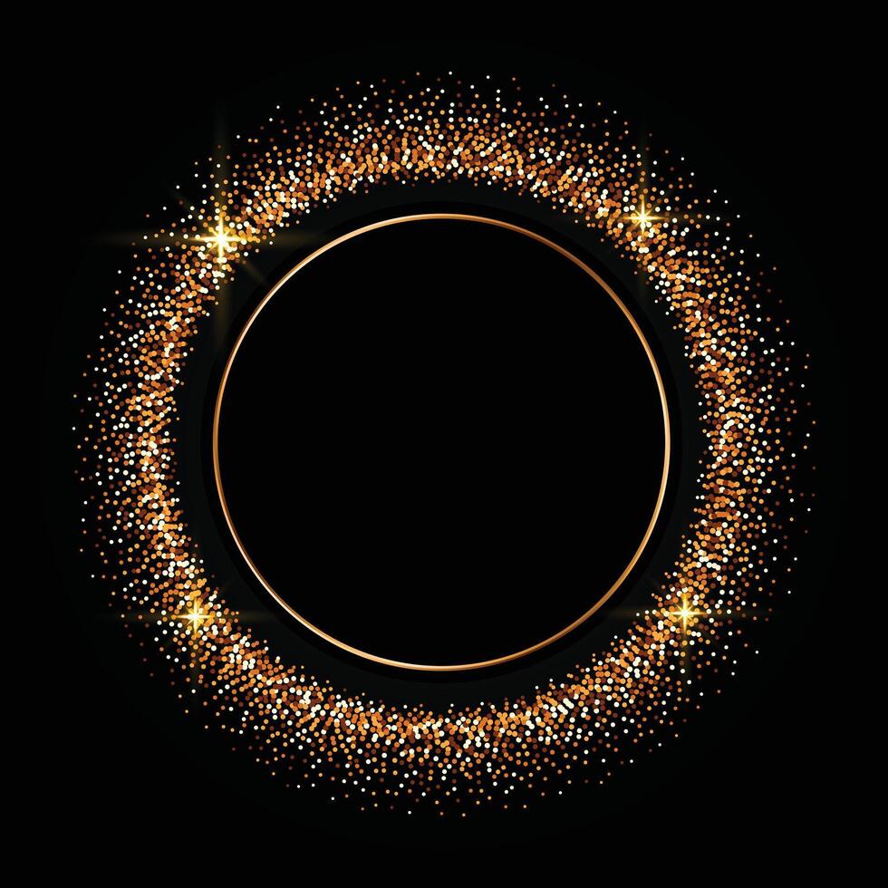 circle golden sparkle glitter frame background vector illustration