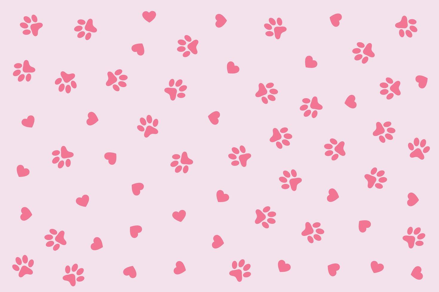 dog or cat paw print with heart pattern design vector