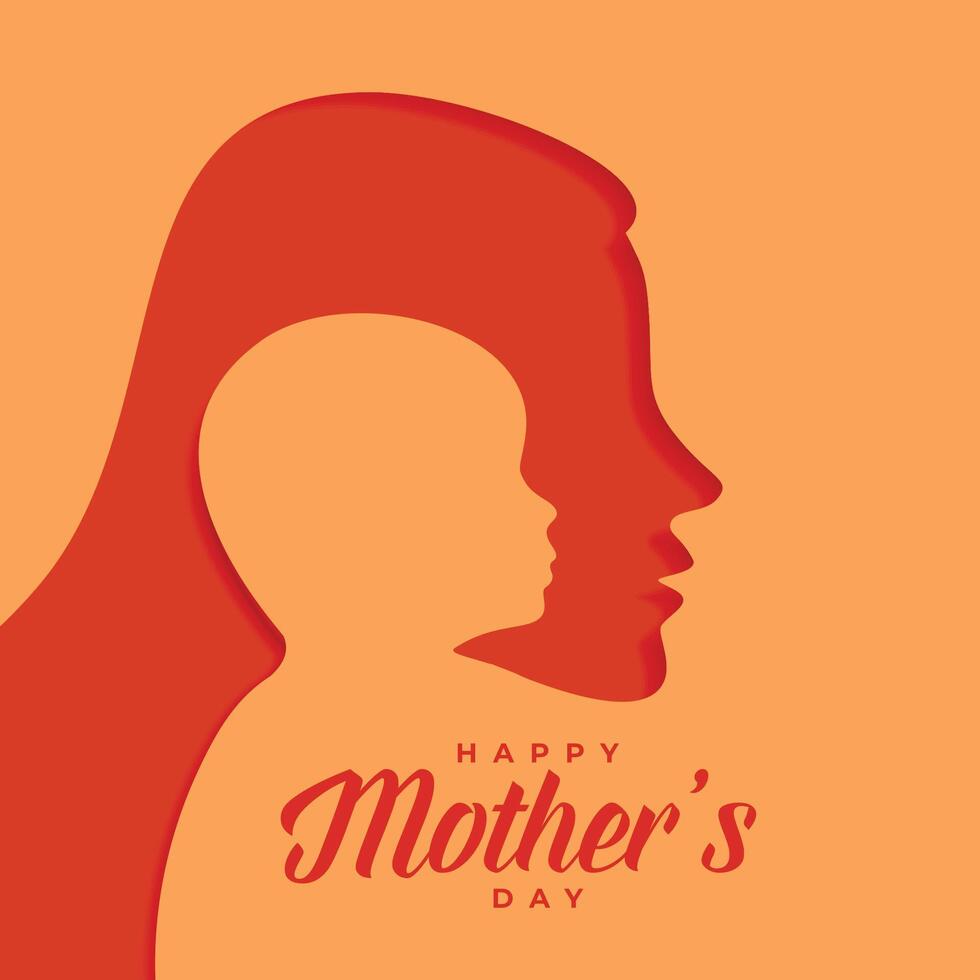 paper style mom and child mothers day greeting vector