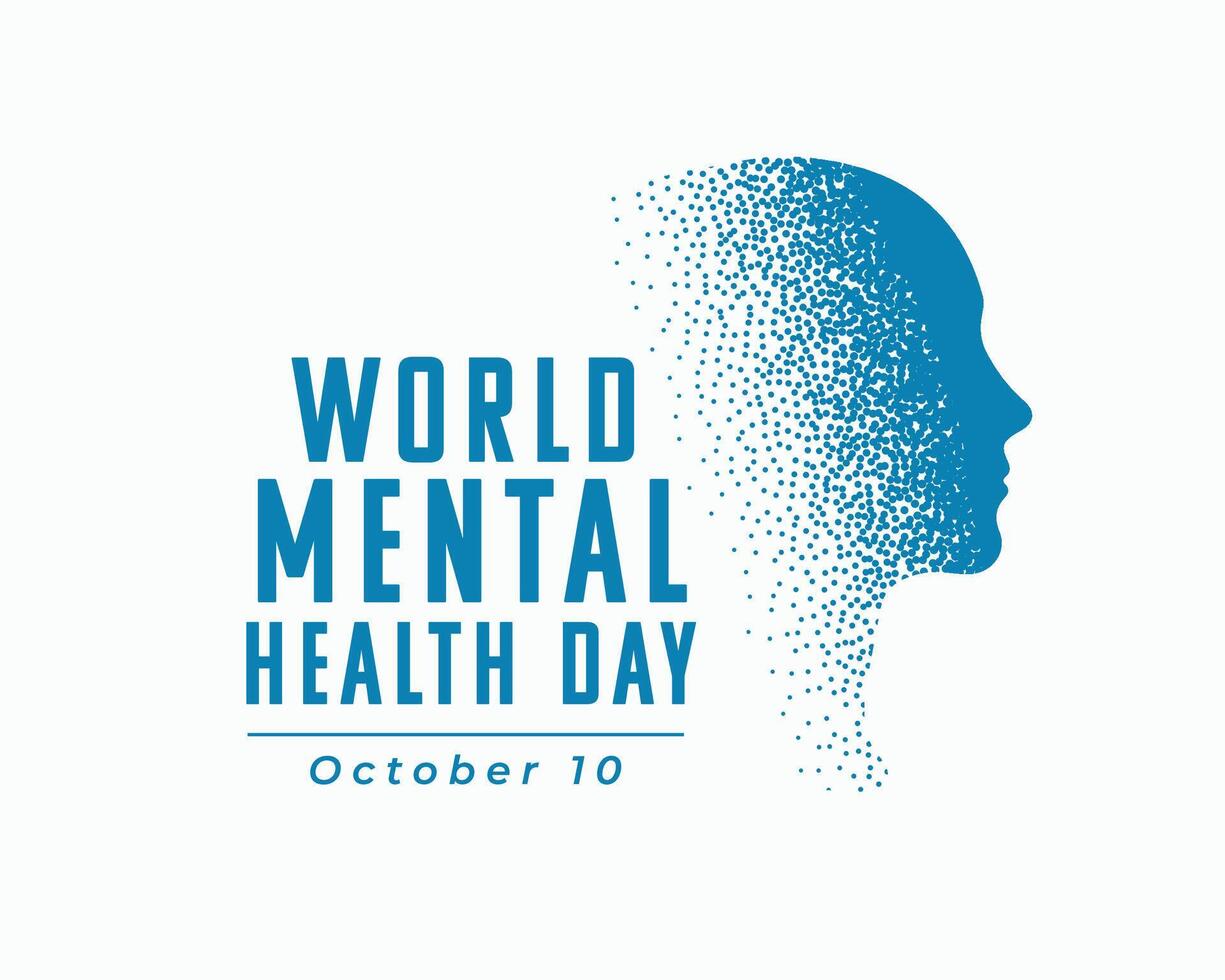 world mental heath day background with particle art human head vector