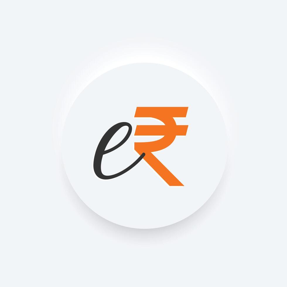 indio e-rupi o erupe digital moneda símbolo antecedentes para seguro pago vector