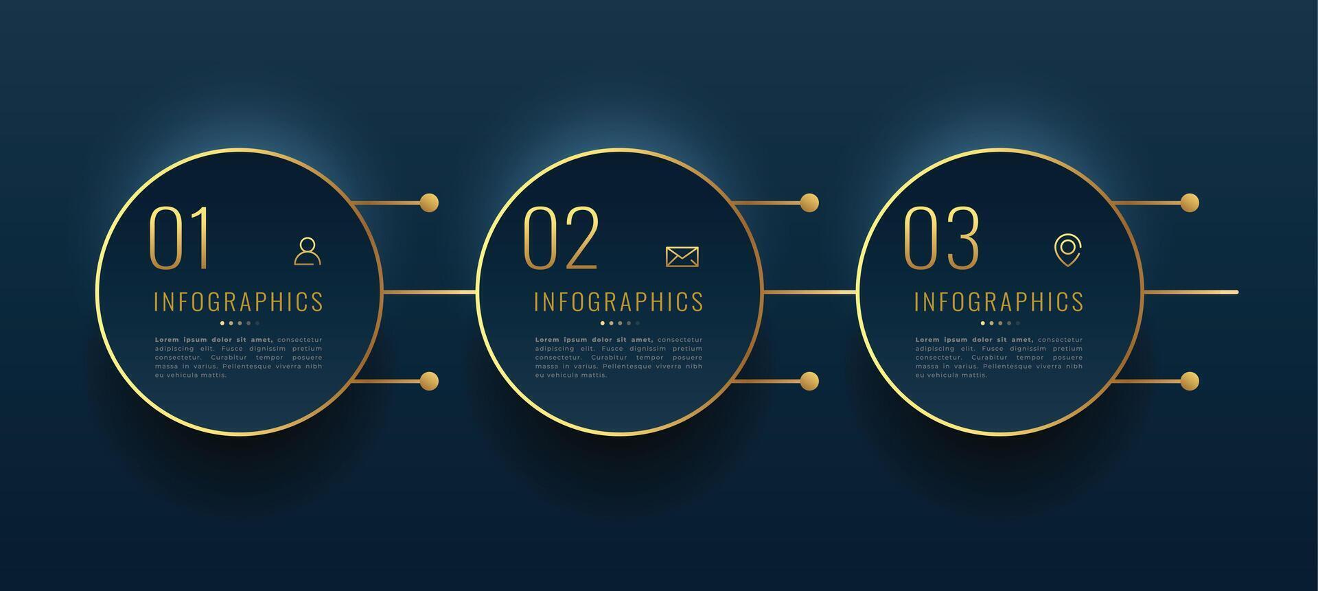 creative three step golden flowchart banner for web marketing vector