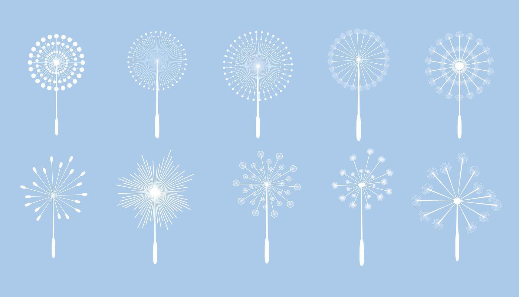 different style collection of ten dandelion seeds vector