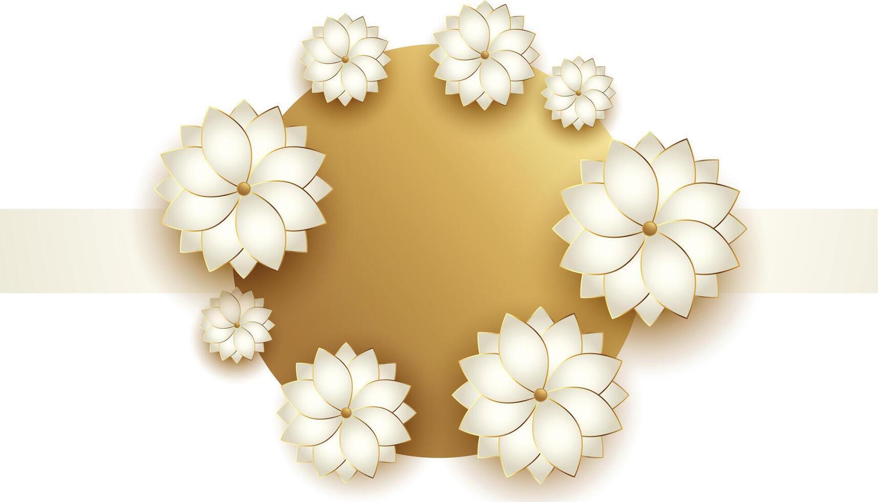 beautiful flowers golden frame with text space vector