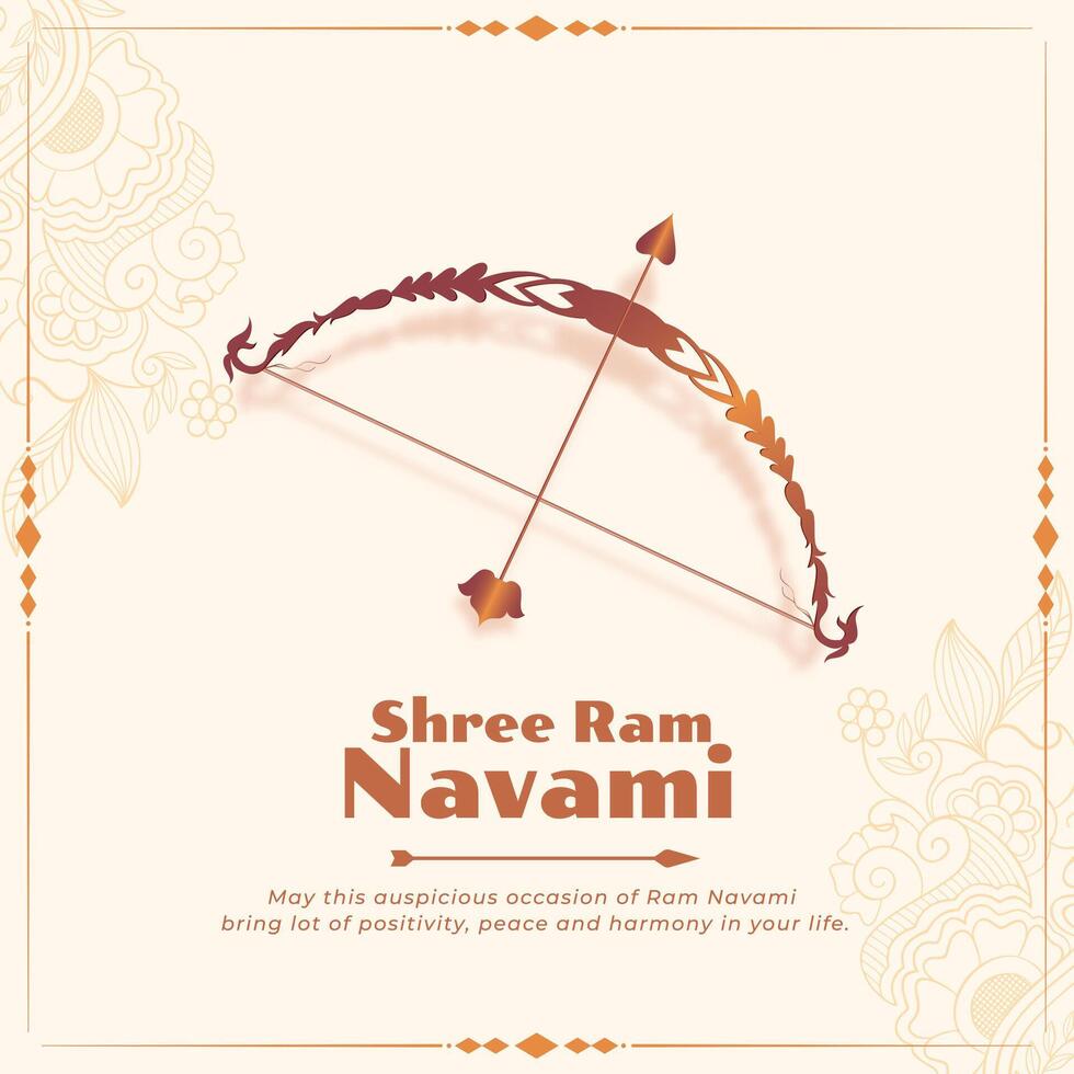 ram navami bow and arrow festival greeting design vector