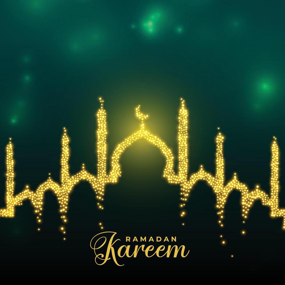 golden sparkling ramadan kareem eid mubarak festival card design vector