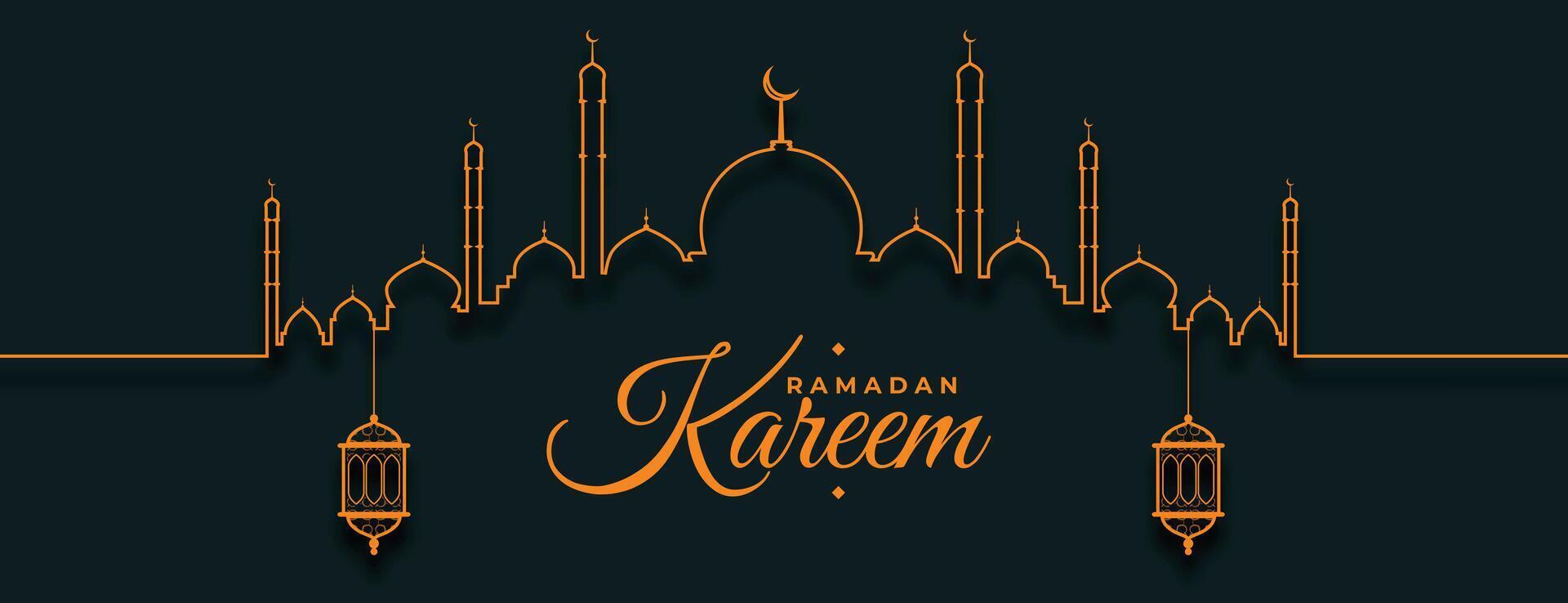 line style ramadan kareem nice eid banner design vector