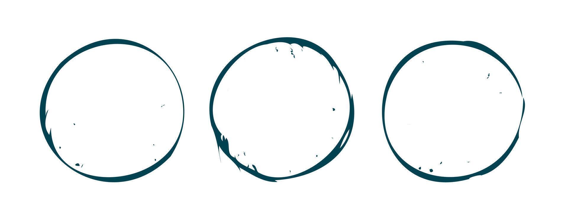 pack of three empty enso round frame in grungy style vector