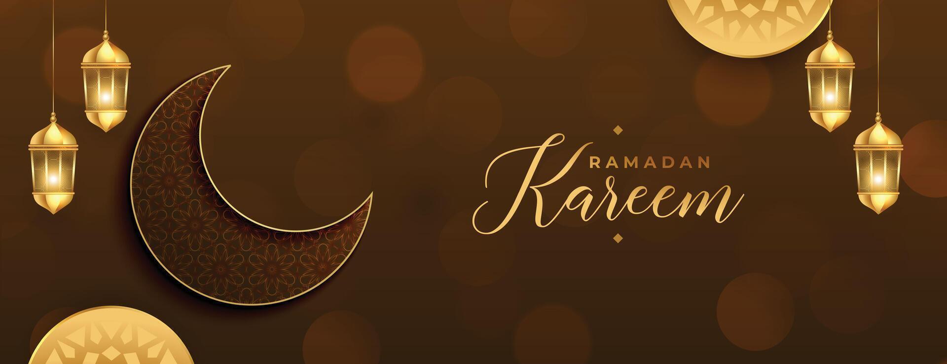 ramadan and eid wishes banner in islamic style vector