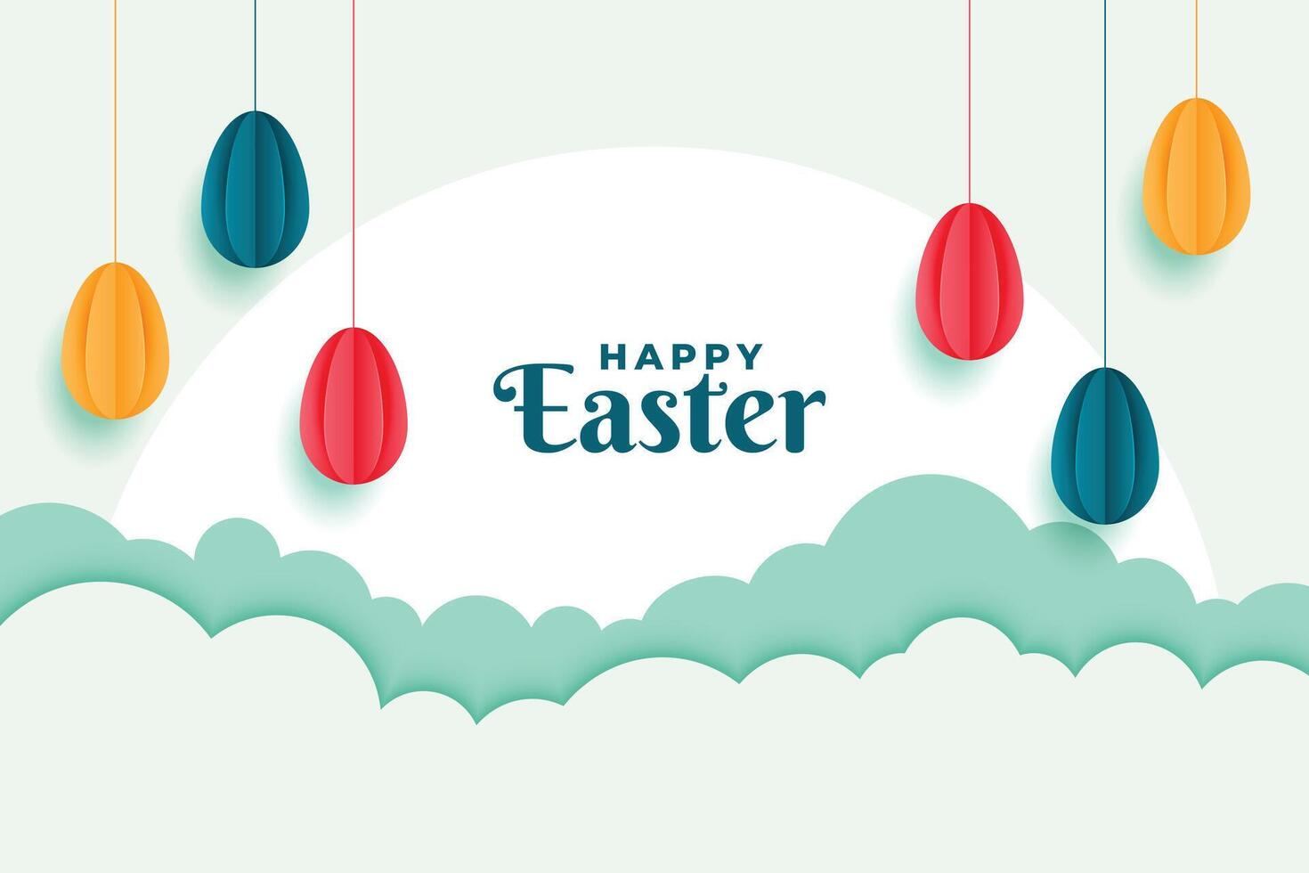 happy easter banner with eggs decoration design vector