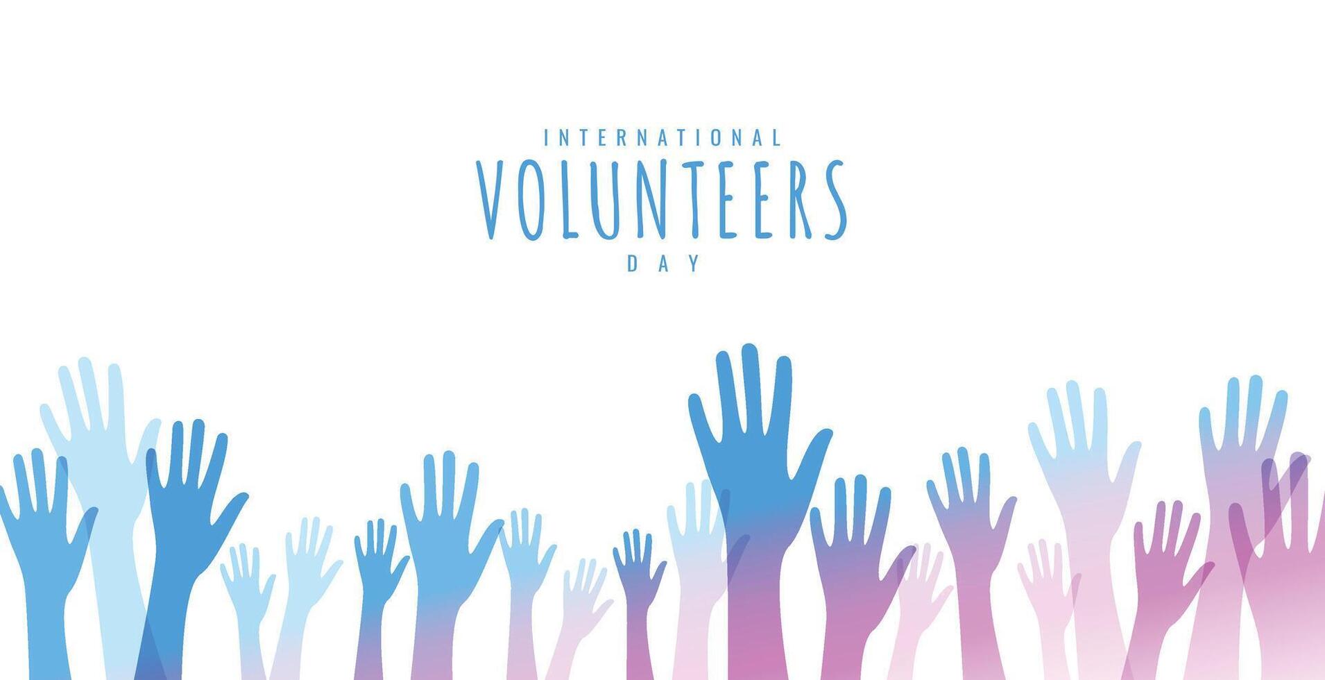 international volunteers day banner with assistant raised hands vector