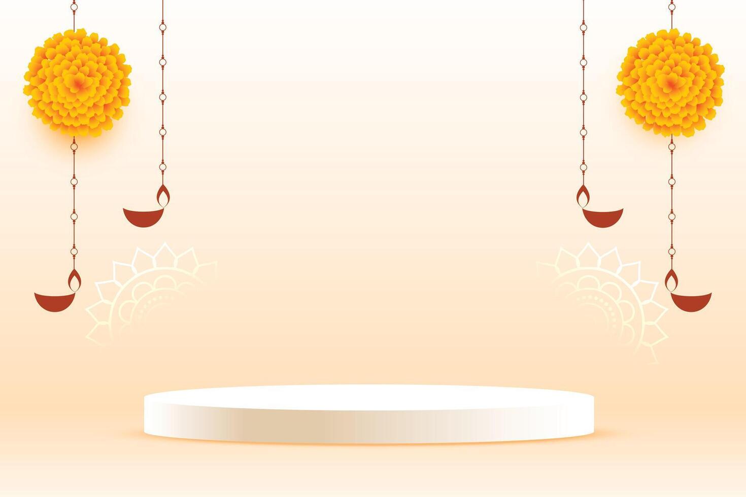 clean 3d podium display design for happy diwali festival of lights vector